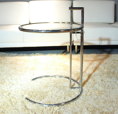中国 Eileenの灰色のガラス端テーブルのステンレス鋼フレームの簡単で調節可能な高さ サプライヤー