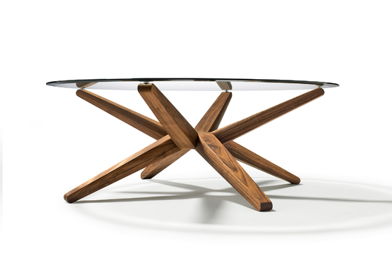 中国 ガラス上の厳格な円形の金属のコーヒー テーブルの純木の現代家の家具 サプライヤー