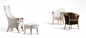 多密度のProgettiの革ウィング チェア、椅子を食事する純木 サプライヤー